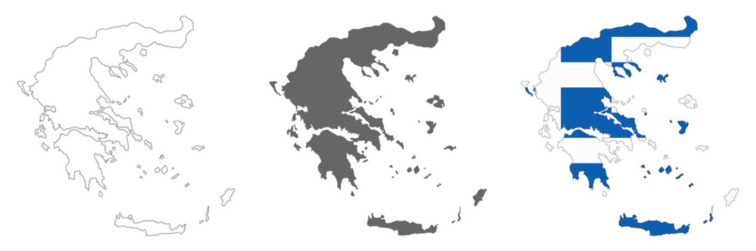 Highly detailed Greece map with borders isolated on background