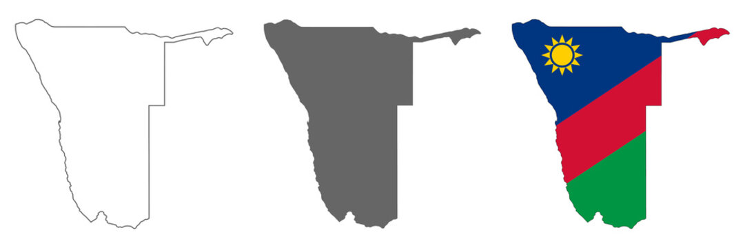 Highly detailed Namibia map with borders isolated on background