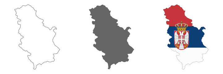 Highly detailed Serbia map with borders isolated on background