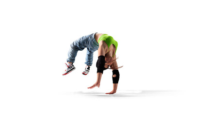 Fototapeta premium Street dancer girl dance breakdance isolated on white