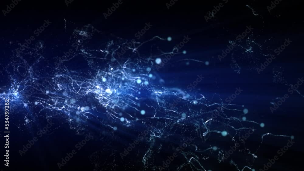 Wall mural abstract fantastic background shiny particles dust and energy flow loop