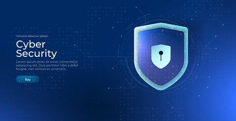 Cyber security, data protection, cyberattacks concept on blue background. Database security software development. Online security concept. Vector illustration