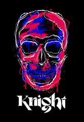 colorful grunge skull illustration with custom typographic wording