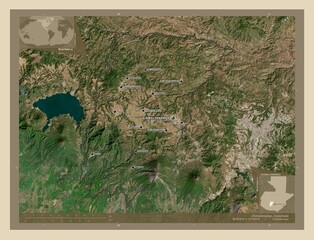 Chimaltenango, Guatemala. High-res satellite. Labelled points of cities