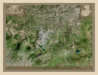 Guatemala, Guatemala. High-res satellite. Labelled points of cities