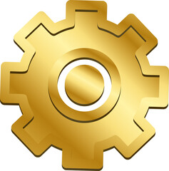 3d gear icon with gold color