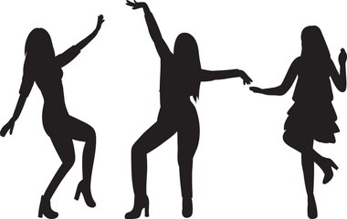woman dancing black silhouette on white background isolated vector