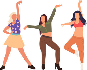 women, girls dancing on a white background, isolated