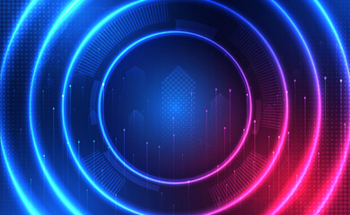 Digital Ai big data technology futuristic blue background, cyber cloud security, abstract space neon wifi tech, innovation future upload data, global internet network connection, illustration vector