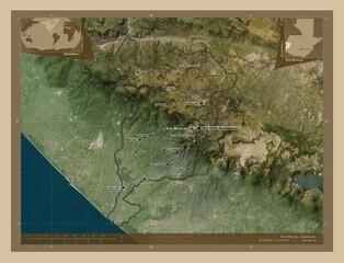 San Marcos, Guatemala. Low-res satellite. Labelled points of cities