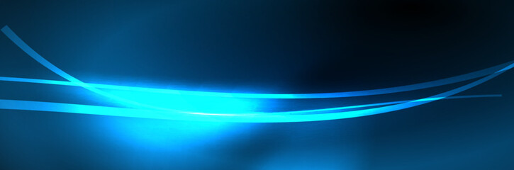 Neon glowing fluid wave lines, magic energy space light concept, abstract background wallpaper design
