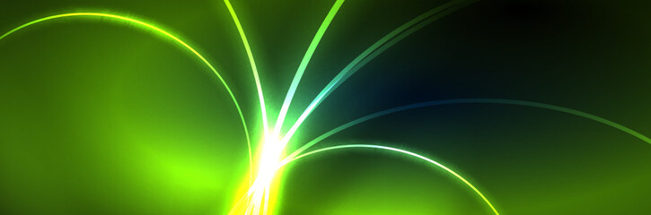 Neon glowing fluid wave lines, magic energy space light concept, abstract background wallpaper design