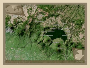 Solola, Guatemala. High-res satellite. Labelled points of cities
