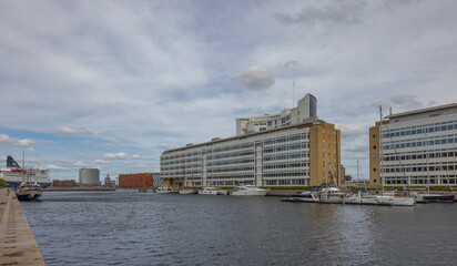 Fototapeta na wymiar Architectural buildings in the Copenhagen harbor area,Denmark,Scandinavia,Europe