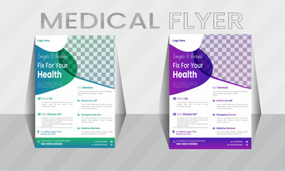 Vector medical flyer template, modern healthcare design layout.