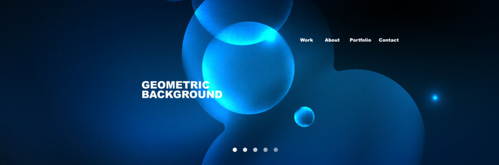 Shiny neon circles and bubbles, dark abstract background with blurred magic neon light, wallpaper design