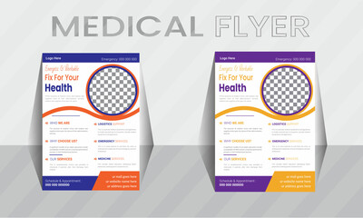  medical flyer template, vector ai file design, A4 size flyers layout.