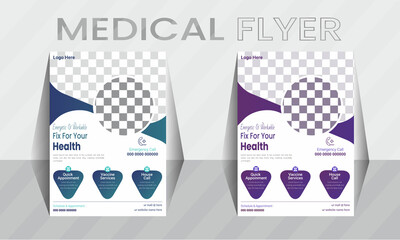 medical flyer template design, vector file for healthcare, clinic, hospital. a4 size design.