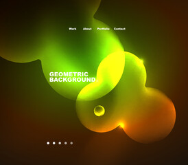 Neon glowing bubbles, circles magic energy space light concept, abstract background wallpaper design