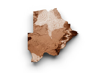 Map of Botswana in old style, brown graphics in a retro style Vintage Style. High detailed 3d illustration