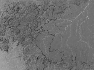 Naklejka premium Faranah, Guinea. Grayscale. No legend