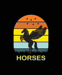 Horses illustration vector.