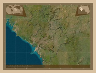 Kindia, Guinea. Low-res satellite. Major cities