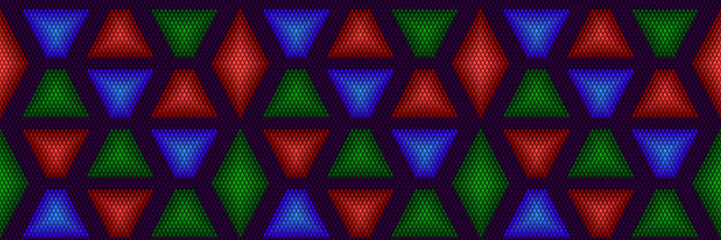 Geometric 3D colorful pattern imitating embroidery.
