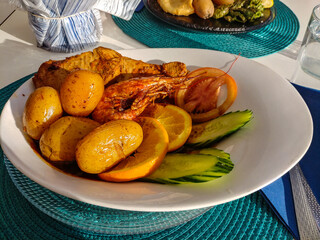 Local food at Puerto de Sardina - traditional fishing village in Grand Canary, Spain