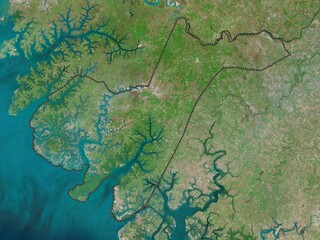 Tombali, Guinea-Bissau. High-res satellite. No legend