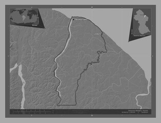 Demerara-Mahaica, Guyana. Bilevel. Labelled points of cities