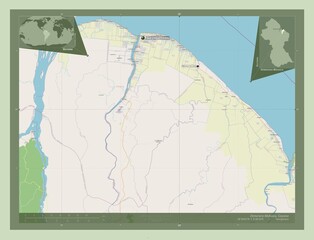 Demerara-Mahaica, Guyana. OSM. Labelled points of cities