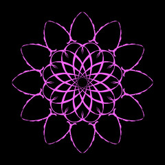 Ornamental pink Mandala on black background. Ornamental circular raund for decoration. eps10