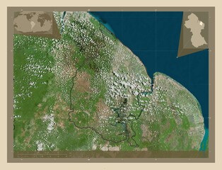 Mahaica-Berbice, Guyana. High-res satellite. Major cities