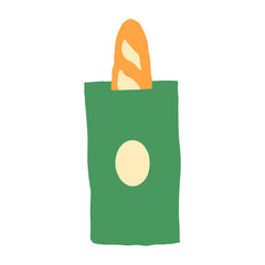 Baguette in the paper bag vector illustration on the white background - 534810003