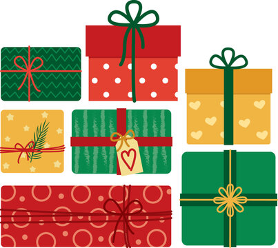 set of christmas gift boxes. vector illustration