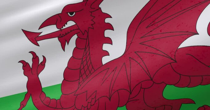 Wales flag, Close-up