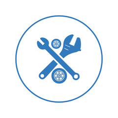 Tire repairing tool services icon | Circle version icon |