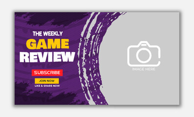 Video game review video thumbnail and web banner template