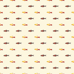 Watercolor yellow aquarium fishes seamless pattern illustration, colorful animal, sea, lake clipart, Nautical, ocean drawing, nursery hand-painted fish design, fabric,gift wrap,scrapbooking,wallpaper
