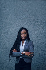 African american business woman posing with folded arms
