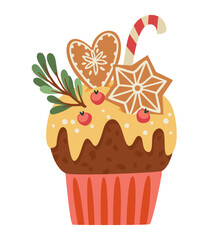 Christmas and Happy New Year sweet. Isolated illustration. Vector design