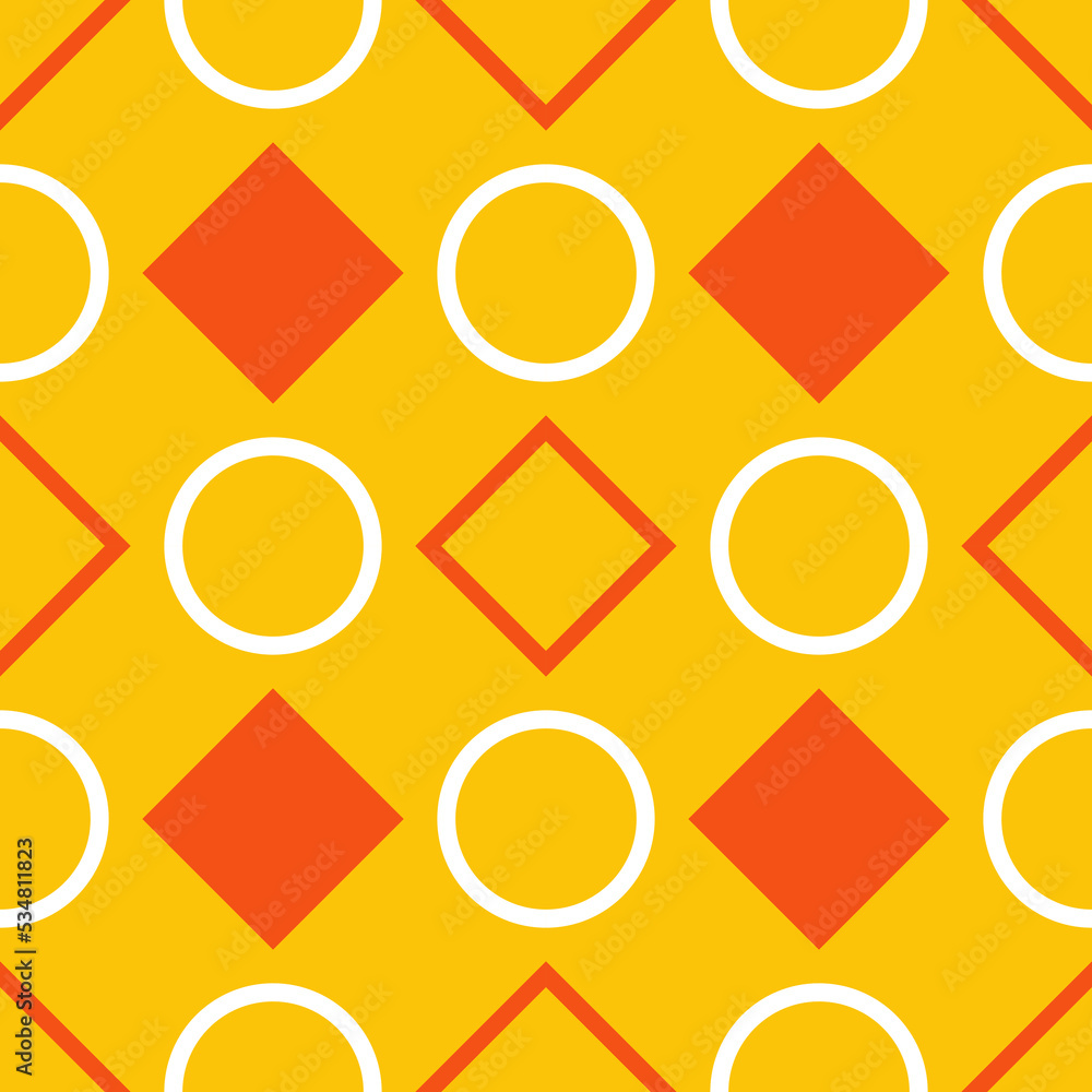 Poster seamless pattern from geometric shapes. beautiful seamless background in orange red and white colors