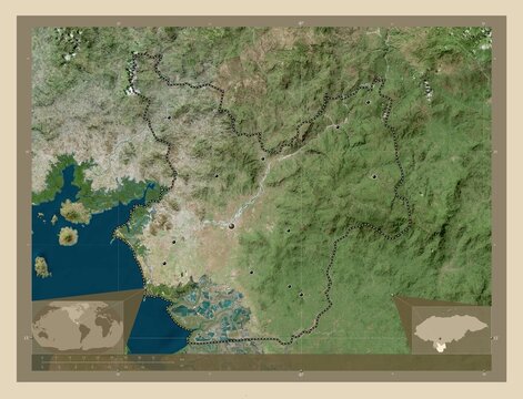 Choluteca, Honduras. High-res satellite. Major cities