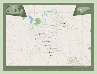 Comayagua, Honduras. OSM. Labelled points of cities