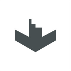 Vector logo design icon for stairs down symbol.