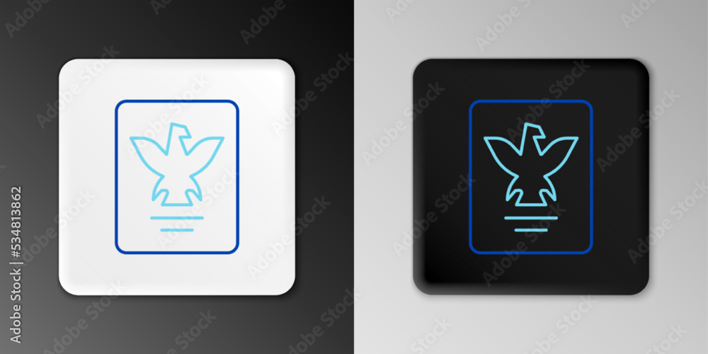 Poster line passport with biometric data icon isolated on grey background. identification document. colorfu