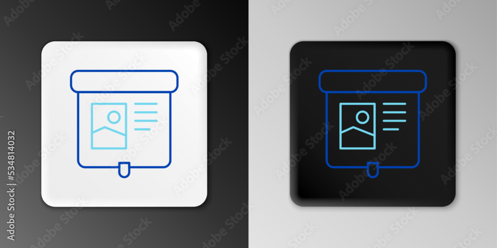 Poster line projection screen icon isolated on grey background. business presentation visual content like s