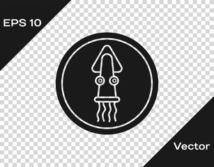 Black Octopus on a plate icon isolated on transparent background. Vector.