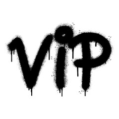 Spray Painted Graffiti vip Word Sprayed isolated with a white background. graffiti font vip with over spray in black over white. Vector illustration.